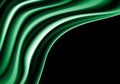 Abstract green fabric satin wave on black blank space for text place background modern luxury background vector Royalty Free Stock Photo