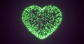 Abstract green fireworks festive fireworks for valentine`s day in the shape of a heart from glowing particles and magical energy Royalty Free Stock Photo