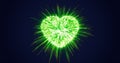 Abstract green fireworks festive fireworks for valentine\'s day in the shape of a heart Royalty Free Stock Photo