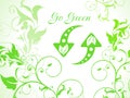 Abstract green floral background with refresh icon Royalty Free Stock Photo