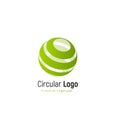 Abstract green forest sign. Abstract stripped vector logo template, round swirl simple logotype.