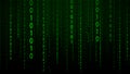 Abstract green futuristic cyberspace with stream of binary code, matrix background with digits. The concept of coding and hacker. Royalty Free Stock Photo