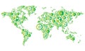 Abstract Green Gears World Map