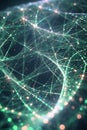 Abstract Green Glowing Network, Intricate Tech Grid, Data Flow Portrait Images Generative AI Royalty Free Stock Photo