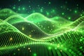Abstract green glowing wave particles background Royalty Free Stock Photo