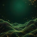 Vibrant Abstract Digital Illustration Flowing Green Gold Waves Glowing Particles - St. Patrick\'s Day Royalty Free Stock Photo