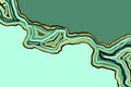 Abstract green and gold pattern. Agate slice ripple texture imitation. Vector illustration. Royalty Free Stock Photo