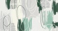 Abstract green and gray brushstrokes with circular patterns background illustration. concept of modern art, textured design Royalty Free Stock Photo