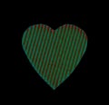 Abstract green heart of the goffered cardboard isolated on a black background Royalty Free Stock Photo