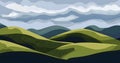 Abstract green hills under a cloudy sky Royalty Free Stock Photo