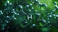 Abstract Green Hydrogen Molecule 3D Rendering Royalty Free Stock Photo