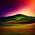 Abstract green landscape background design with hills and mountains