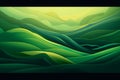 Abstract green landscape wallpaper background illustration design with hills and mountains. Generative AI.
