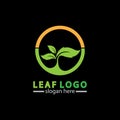 Abstract green leaf logo icon vector design isolated on black background. Landscape design  garden, Plant,spa, nature and ecology Royalty Free Stock Photo