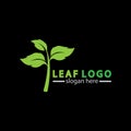 Abstract green leaf logo icon vector design isolated on black background. Landscape design  garden, Plant,spa, nature and ecology Royalty Free Stock Photo