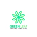 Abstract Green Leaf Spinning Creative Logos Design Vector Illustration Template