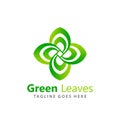 Abstract Green Leaves Logos Design Vector Illustration Template