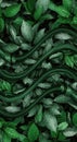 Abstract green leaves and vines with wavy pattern Royalty Free Stock Photo