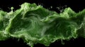Abstract green liquid splash on a black background. Royalty Free Stock Photo