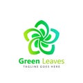 Abstract Green Lotus Leaves Logos Design Vector Illustration Template