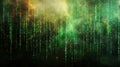 Abstract Green Matrix Code Data Stream on Dark Background, Digital Rain Effect, Binary Code Display Royalty Free Stock Photo