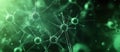 Abstract green molecular structure with interconnected nodes and particles Royalty Free Stock Photo