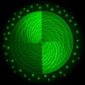 Abstract green neon round glow light effect.