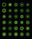 Abstract green neon shape and fractal collection in vector Royalty Free Stock Photo