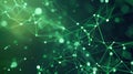 Abstract Green Network Connection Background with Glowing Plexus Lines and Particles, High Tech Digital Communication Concept with Royalty Free Stock Photo