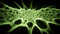 Abstract Green Neural Network Structure Glowing on Black Background Royalty Free Stock Photo