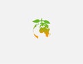 Green and orange logo planet Earth and fruit for company nature eco world Royalty Free Stock Photo