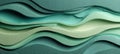 Abstract Green Paper Art Background with Serene Wave Pattern in Soft Olive Colors and Textures Royalty Free Stock Photo