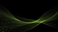 Abstract Green Particle Wave on Black. Green glowing particles forming a dynamic wave against a dark background Royalty Free Stock Photo