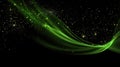 Abstract Green Particle Wave on Black. Green glowing particles forming a dynamic wave against a dark background Royalty Free Stock Photo