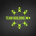 abstract green people together as circle teamwork or teambuilding concept logo. team work and team building, social media,