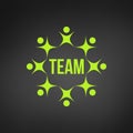 abstract green people together as circle teamwork or teambuilding concept logo. team work and team building, social media,