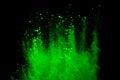 abstract green powder splatted background,Freeze motion of color powder exploding/throwing color powder,color glitter texture on b Royalty Free Stock Photo