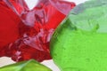 Abstract green and red jello