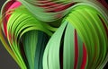 Abstract green and red neon color wave paper on texture black background