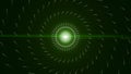 Abstract green shimmering sphere absorbing energy impulses on black background, seamless loop. Animation. Concept of