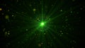 Abstract Green Shiny Light Burst Optical Flare With Glitter Sparkle Dust Background Royalty Free Stock Photo