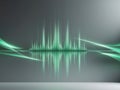 Abstract green sound wave visualizing audio data as a futuristic technological background.
