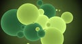 Abstract Green Spheres Floating in a Dark Background Royalty Free Stock Photo