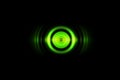 Abstract green spiral effect with sound waves oscillating, technology background Royalty Free Stock Photo