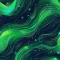 Abstract Green Swirls Digital Wallpaper with Stars and Sparkles Royalty Free Stock Photo