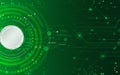 Abstract green technology background with futuristic circular HUD interface, digital circuit lines, and data elements. Modern high Royalty Free Stock Photo