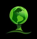 Abstract green tree with earth globe world, symbol Royalty Free Stock Photo