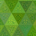 Abstract green triangle mosaic effect stained glass