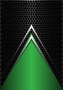 Abstract green triangle silver arrow on black hexagon mesh design modern futuristic background vector Royalty Free Stock Photo