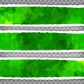 Abstract Green Triangular Polygonal torn paper banner set